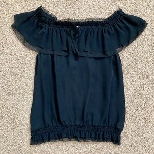 White House Black Market Silk off shoulder top. Size M